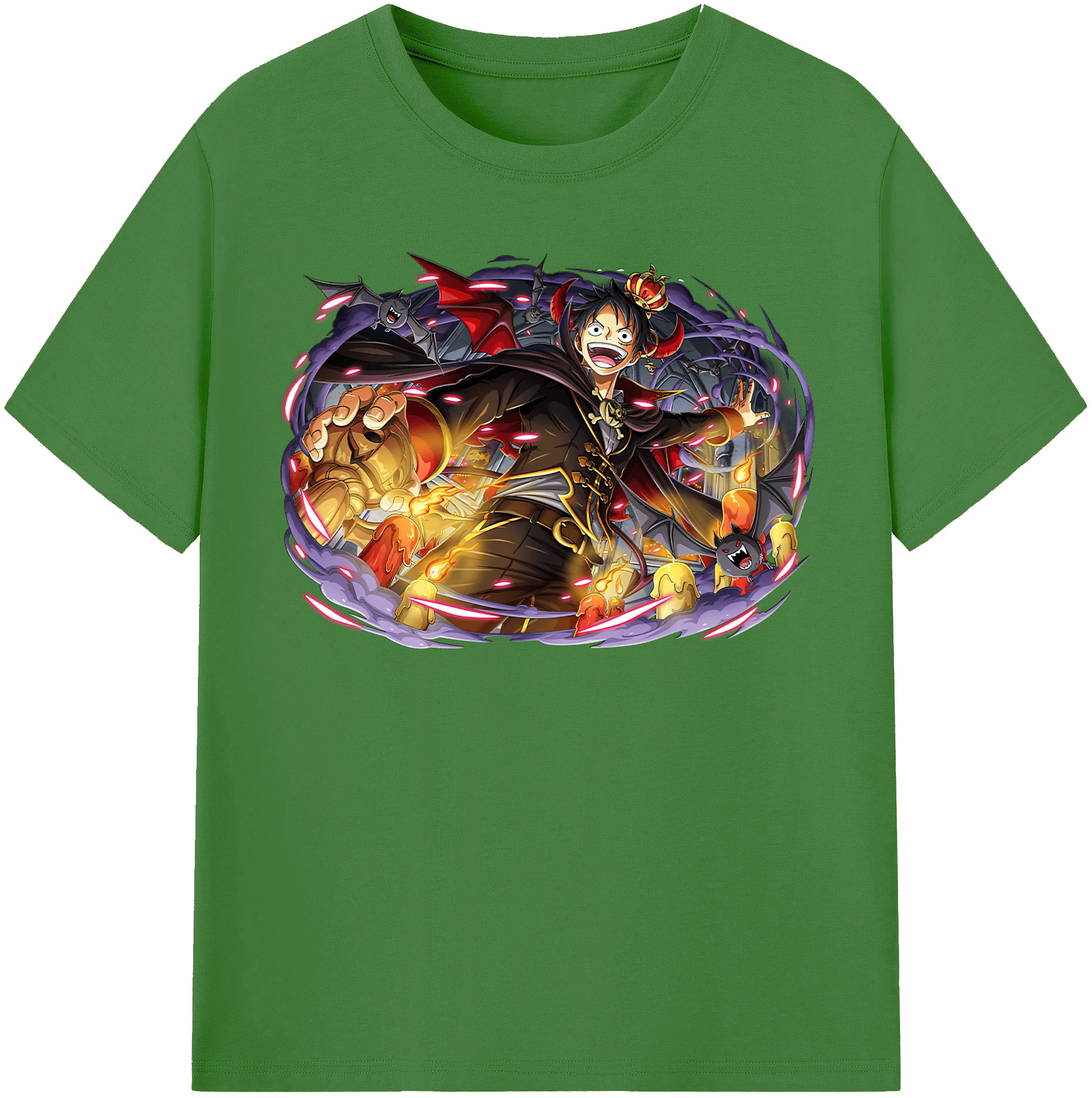 ワンピース モンキー・D・ルフィ ONE PIECE Monkey D. Luffy レディースカジュアルプリントTシャツ（綿100％）